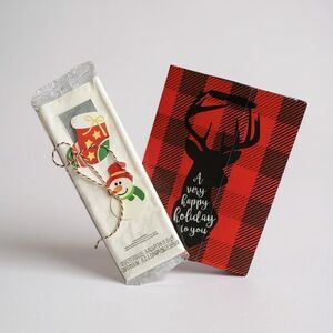W10. Red Buffalo Plaid and Green with Christmas Tree Holiday Gift Bag Set